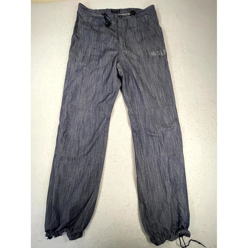 Teddy Smith Y2k Cargo Pants Mens 29 Blue Denim Cotton Classic Tapered Leg Hiking